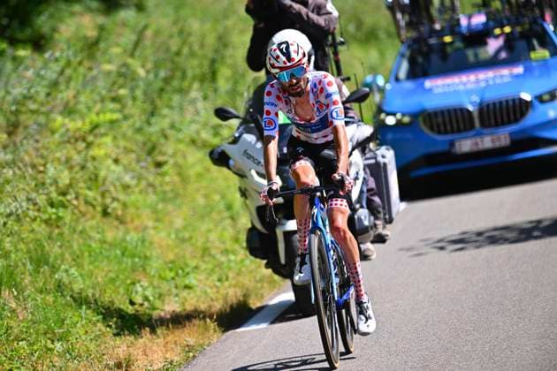 Tour de France 2026 Stage 19 ALPE D HUEZ, FRANCE - JULY 24 : Paret-Peintre Valentin (FRA) of Soudal Quick-Step during stage 19 of the 113rd edition of Tour de France an UCI World Tour 2.UWT cycling road race stage for Men Elite of 128 km with start in Gap and finish in Alpe d Huez on July 24, 2026 in Alpe d Huez, France, 24 07 2026 ( Motordriver Kurt Vandenborre - Alpe d Huez France  Copyright: xGvgx