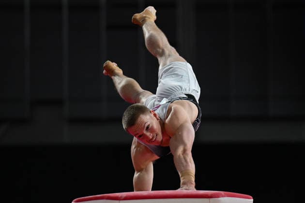 COM26 ARTISTIC GYMNASTICS, Daniel Stoddart of New Zealand competes in Vault during the Men™s Team Final and Individual Qualification of Artistic Gymnastics during the Glasgow 2026 Commonwealth Games at the Glasgow International Arena in Glasgow, Scotland, Friday, July 24, 2026. ( NO ARCHIVING, EDITORIAL USE ONLY Glasgow Scotland United Kingdom  Copyright: xLUKASxCOCHx 20260725198751353226