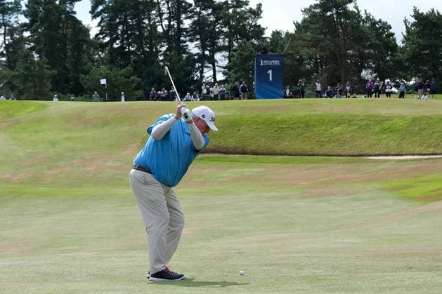 UK: The ISPS HANDA Senior Open Championship at King‚Äôs Course, Gleneagles, Scotland on 24 July 2026: Pictured: Mark Calcavecchia (USA) hits to the green on the 1st fairway during the second round of the ISPS Handa Senior Open Championship 2026 Gleneagles King‚Äôs Course Scotland Scotland Copyright: xAlexxToddx