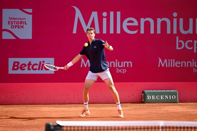 July 24, 2026, Lisbon, Lisbon, Portugal: ALEXANDER BLOCKX in action during the Quarter-finals at the Millennium Estoril Open ATP, Tennis Herren tennis tournament at Clube de Tenis do Estoril. Millennium Estoril Open 2026  - ZUMAr238 20260724_zip_r238_057 Copyright: xRicardoxRochax