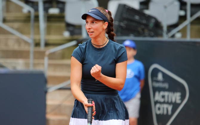 MSC Hamburg Ladies Open WTA, Tennis Damen 250) am Rothenbaum: Tamara Korpatsch (Deutschland) im Viertelfinale. Die Deutsche feiert einen Spielgewinn. *** MSC Hamburg Ladies Open WTA 250 at Rothenbaum: Tamara Korpatsch of Germany Advances to the Quarterfinals; The German Celebrates a Set Win