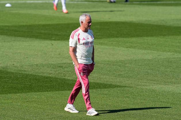 July 24, 2026, Valdebebas, Madrid, Spain: Jose Mourinho, head coach of Real Madrid, looks on during the Real Madrid training session held in collaboration with A.D. Alcorcon at Alfredo Di Stefano stadium on July 24, 2026, in Valdebebas, Madrid, Spain. Valdebebas Spain - ZUMAa181 20260724_zaa_a181_127 Copyright: xDennisxAgyemanx