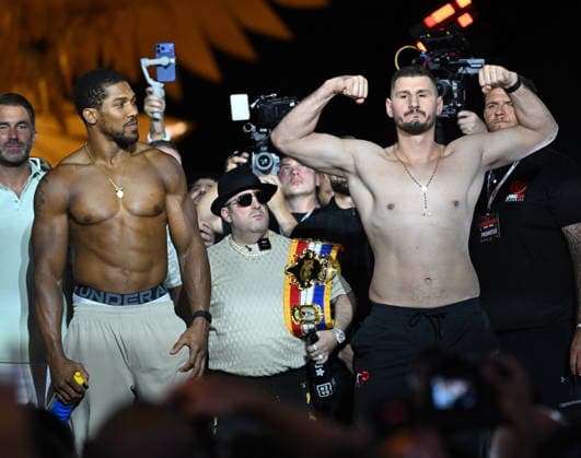 Anthony Joshua v Kristian Prenga: The Comeback Anthony Joshua v Kristian Prenga: The Comeback - Weigh In JEDDAH, SAUDI ARABIA - JULY 24: Kristian Prenga poses for a photo during the weight in ahead of his fight against Anthony Joshua on the The Comeback fight card at Jeddah Promenade on July 24, 2026 in Jeddah.