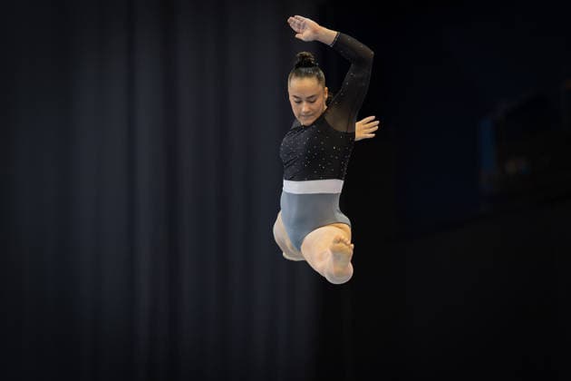 Deutsche Meisterschaften im Gerätturnen 2026, Mehrkampf Frauen Madita Mayr (TSV Jetzendorf) am Schwebebalken. Deutsche Meisterschaften im Gerätturnen, Mehrkampf Frauen, am 24. Juli 2026 in der ZAG-Arena in Hannover., Hannover Niedersachsen Deutschland ZAG Arena *** 2026 German Artistic Gymnastics Championships, Women’s All-Around: Madita Mayr of TSV Jetzendorf on the balance beam. German Artistic Gymnastics Championships, Women’s All-Around, on July 24, 2026, at the ZAG Arena in Hanover, Hanover, Lower Saxony, Germany. ZAG Arena