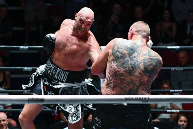 July 24, 2026, Pattaya, Chonburi, Thailand: Tyson Fury (L) and Mariusz Wach (R) trading punches during their heavyweight boxing bout. Tyson Fury defeats Mariusz Wach by corner retirement after seven rounds to win the WBC Humanitarian Belt at Max Muay Thai Stadium. Pattaya Thailand - ZUMAs197 20260724_aaa_s197_101 Copyright: xWasimxMatherx