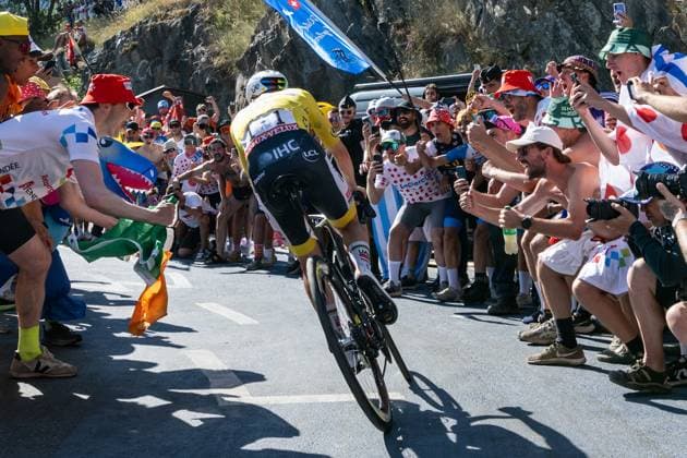 Slovenian Tadej Pogacar of UAE Team Emirates XRG pictured in action during stage 19 of the 2026 Tour de France cycling race, a stage of 125km from Gap to Alpe d Huez, on Friday 24 July 2026. The 113th edition of the Tour de France starts on Saturday 4 July in Barcelona, Spain, and will finish in Paris, France on the 26th of July. DAVIDxPINTENS  x181972903x