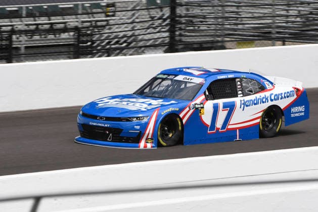 INDIANAPOLIS, IN - JULY 24: Corey Day (17) Hendrick Motorsports Chevrolet SS makes a lap in NASCAR, Motorsport, USA O™Reilly Auto Parts Series Pennzoil 250 practice on Friday, July 24, 2026, at the Indianapolis Motor Speedway in Speedway, Indiana. (Photo by David Allio Icon Sportswire) AUTO: JUL 24 NASCAR O™Reilly Auto Parts Series Pennzoil 250 EDITORIAL USE ONLY Icon95126072408
