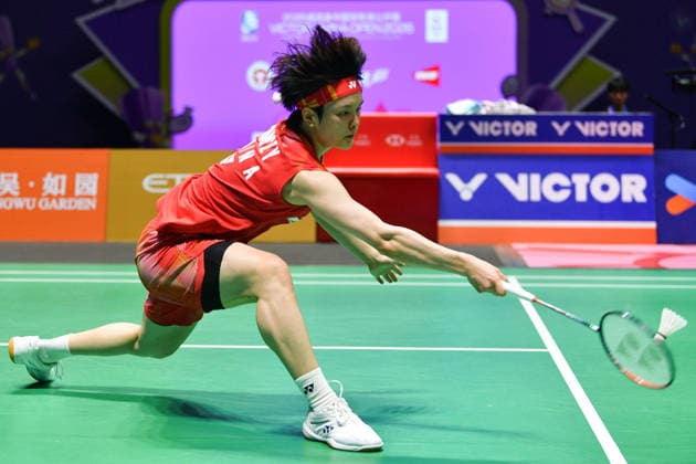 CHANGZHOU, CHINA - JULY 25: Wang Zhiyi of China competes in the Women s Singles Semifinal match against Akane Yamaguchi of Japan on day 5 of the China Open 2026 at Changzhou Olympic Sports Center Gymnasium on July 25, 2026 in Changzhou, Jiangsu Province of China.  Copyright: xVCGx 111656312570