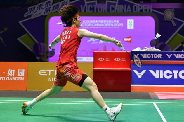 CHANGZHOU, CHINA - JULY 25: Wang Zhiyi of China competes in the Women s Singles Semifinal match against Akane Yamaguchi of Japan on day 5 of the China Open 2026 at Changzhou Olympic Sports Center Gymnasium on July 25, 2026 in Changzhou, Jiangsu Province of China.  Copyright: xVCGx 111656312562