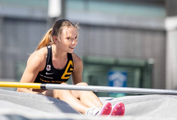 Deutsche Leichtathletik-Meisterschaften Stabhochsprung Frauen; Hannover, 24.07.2026 Chiara Sistermann (TSV Gräfelfing) im Stabhochsprung der Frauen; Deutsche Leichtathletik-Meisterschaften Stabhochsprung Frauen am 24.07.2026 auf dem Opernplatz in Hannover (Niedersachsen). *** German Track and Field Championships – Women’s Pole Vault, Hanover, July 24, 2026: Chiara Sistermann of TSV Gräfelfing in the women’s pole vault at the German Track and Field Championships—Women’s Pole Vault on July 24, 2026, at Opernplatz in Hanover, Lower Saxony Copyright: xBEAUTIFULxSPORTS R.xSchmittx