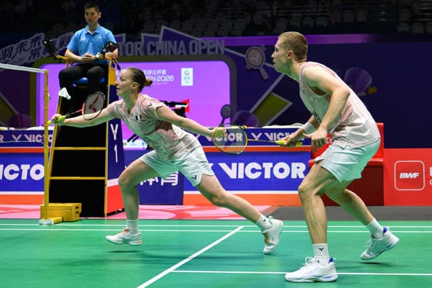 CHANGZHOU, CHINA - JULY 25: Thom Gicquel and Delphine Delrue of France compete in the Mixed Doubles Semifinal match against Feng Yanzhe and Huang Dongping of China on day 5 of the China Open 2026 at Changzhou Olympic Sports Center Gymnasium on July 25, 2026 in Changzhou, Jiangsu Province of China.  Copyright: xVCGx 111656315842