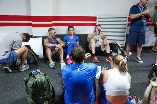 RUSSIA, YEKATERINBURG - JULY 25, 2026: Evacuated athletes who are competing in the Russian Athletics Championships are seen at Kalininets Stadium during a missile alert Russian Athletics Championships Suspended In Yekaterinburg Over Drone Attack  - ZUMAt113 20260725_zaa_t113_005 Copyright: xDonatxSorokinx