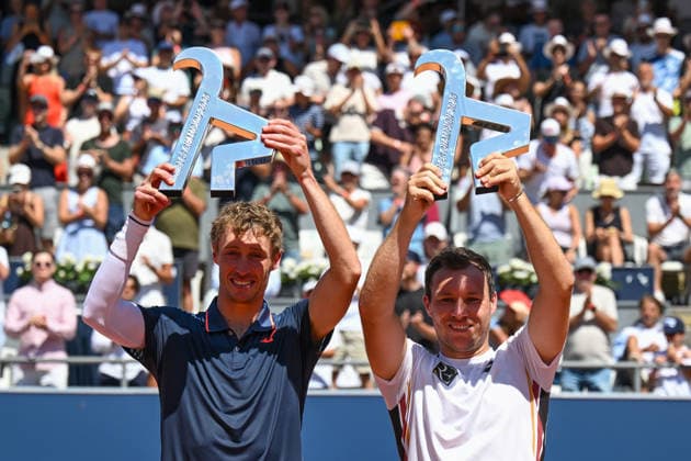 TENNIS - ATP, Tennis Herren Generali Open 2026 KITZBUEHEL,AUSTRIA,25.JUL.26 - TENNIS - ATP World Tour, Generali Open. Image shows Marc Polmans (AUS) and Lukas Miedler (AUT); keywords: award ceremony.  GEPAxpictures xDanielxSchoenherr