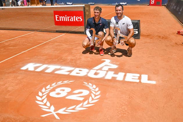 TENNIS - ATP, Tennis Herren Generali Open 2026 KITZBUEHEL,AUSTRIA,25.JUL.26 - TENNIS - ATP World Tour, Generali Open. Image shows Marc Polmans (AUS) and Lukas Miedler (AUT).  GEPAxpictures xDanielxSchoenherr