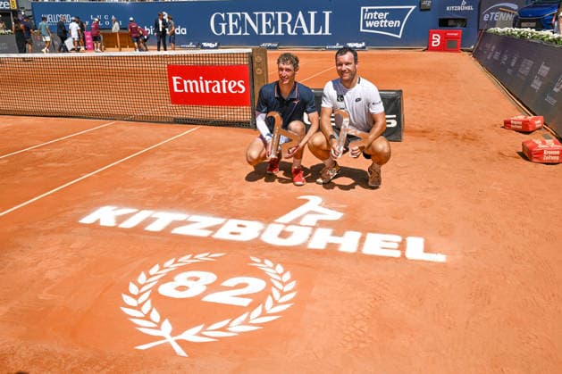 TENNIS - ATP, Tennis Herren Generali Open 2026 KITZBUEHEL,AUSTRIA,25.JUL.26 - TENNIS - ATP World Tour, Generali Open. Image shows Marc Polmans (AUS) and Lukas Miedler (AUT).  GEPAxpictures xDanielxSchoenherr