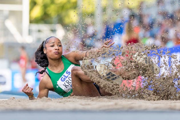 Deutsche Leichtathletik-Meisterschaften; Bochum-Wattenscheid, 25.07.2026 Josie Krone (TSG Bergedorf), Dreisprung; Deutsche Leichtathletik-Meisterschaften am 25.07.2026 im Lorheide-Stadion, Bochum-Wattenscheid (Nordrhein-Westfalen). *** German Track and Field Championships, Bochum-Wattenscheid, July 25, 2026; Josie Krone, TSG Bergedorf, triple jump; German Track and Field Championships on July 25, 2026, at Lorheide Stadium, Bochum-Wattenscheid, North Rhine-Westphalia Copyright: xBEAUTIFULxSPORTS AxelxKohringx