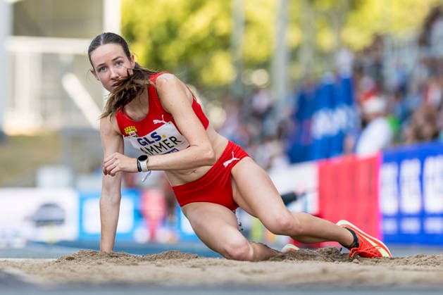 Deutsche Leichtathletik-Meisterschaften; Bochum-Wattenscheid, 25.07.2026 Christina Ammer (TuS 1860 Pfarrkirchen), Dreisprung; Deutsche Leichtathletik-Meisterschaften am 25.07.2026 im Lorheide-Stadion, Bochum-Wattenscheid (Nordrhein-Westfalen). *** German Track and Field Championships, Bochum Wattenscheid, July 25, 2026; Christina Ammer, TuS 1860 Pfarrkirchen, triple jump; German Track and Field Championships on July 25, 2026, at Lorheide Stadium, Bochum-Wattenscheid, North Rhine-Westphalia Copyright: xBEAUTIFULxSPORTS AxelxKohringx