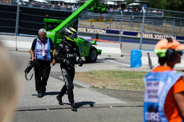 F1 - HUNGARIAN GRAND PRIX 2026 PEREZ Sergio (mex), Cadillac F1 Team CA01, portrait crash, accident, during the Formula 1 Hungarian Grand Prix 2026, 11th round of the 2026 Formula One World Championship, WM, Weltmeisterschaft from July 24 to 26, 2026 on the Hungaroring, in Mogyorod near Budapest, Hungary -  Copyright: xFLORENTxGOODENx