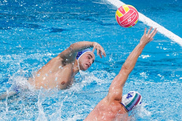Water polo, Wasserball WORLD CUP ‹GREECE ITALY, Stylianos Argyropoulos of Greece scores a goal during the Water Polo World Cup Men s Semi Final match between Greece and Italy at Sydney Olympic Park Aquatic Centre in Sydney, Saturday, July 25, 2026. ( NO ARCHIVING, EDITORIAL USE ONLY SYDNEY NEW SOUTH WALES AUSTRALIA  Copyright: xMARKxEVANSx 20260725189553592113