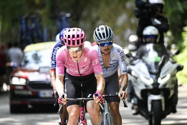 German Georg Steinhauser of EF Education-EasyPost pictured in action during stage 20 of the 2026 Tour de France cycling race, a stage of 171km Le Bourg d Oisans to Alpe d Huez, on Saturday 25 July 2026. The 113th edition of the Tour de France starts on Saturday 4 July in Barcelona, Spain, and will finish in Paris, France on the 26th of July. JASPERxJACOBS  x181999436x