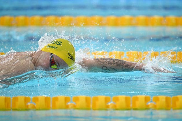 COM26 SWIMMING HEATS, Sam Short of Australia competes during the Men™s 400m Freestyle heats at the Glasgow 2026 Commonwealth Games at the Tollcross International Swimming Centre in Glasgow, Scotland, Saturday, July 25, 2026. ( NO ARCHIVING, EDITORIAL USE ONLY Glasgow Scotland United Kingdom  Copyright: xDEANxLEWINSx 20260725114873559770