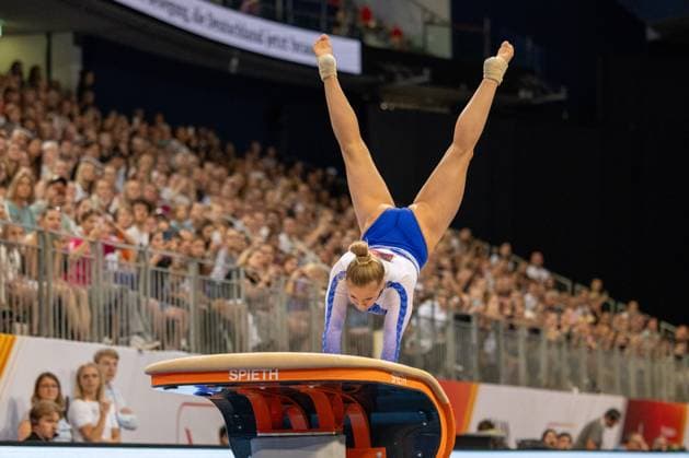 DM Finals 2026; Gerätfinals Frauen Sprung***Karina Schönmaier am Sprung *** 2026 DM Finals Women s Apparatus Finals – Vault***Karina Schönmaier on the vault Copyright: xUdoxHerrmannx