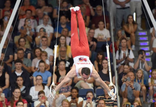 25.07.2026, xhbx, Turnen DM Finals 2026, Gerätfinals Männer v.l. Andreas Toba Ringe (DFL DFB REGULATIONS PROHIBIT ANY USE OF PHOTOGRAPHS as IMAGE SEQUENCES and or QUASI-VIDEO) Hannover *** July 25, 2026, xhbx, 2026 German Gymnastics Championships Finals, Men s Apparatus Finals, from left: Andreas Toba, Rings. DFL and DFB regulations prohibit any use of photographs as image sequences and or quasi-video. Hanover