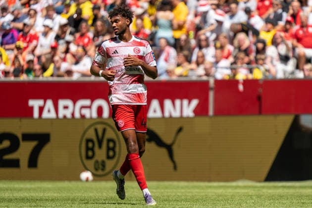 Deutschland: 25. Juli 2026: Testspiel - Vorbereitung 2026 2027 - Fortuna Düsseldorf vs. Borussia Dortmund, Merkur Spiel Arena, Düsseldorf Elias Egouli (Fortuna Düsseldorf, 44) *** Germany, July 25, 2026, Friendly Match, 2026–2027 Preseason, Fortuna Düsseldorf vs. Borussia Dortmund, Merkur Spiel Arena, Düsseldorf, Elias Egouli, Fortuna Düsseldorf, 44 Copyright: xCelinaxLeiersx