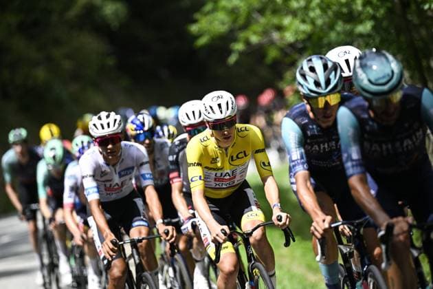 Slovenian Tadej Pogacar of UAE Team Emirates XRG pictured in action during stage 20 of the 2026 Tour de France cycling race, a stage of 171km Le Bourg d Oisans to Alpe d Huez, on Saturday 25 July 2026. The 113th edition of the Tour de France starts on Saturday 4 July in Barcelona, Spain, and will finish in Paris, France on the 26th of July. JASPERxJACOBS  x182001234x