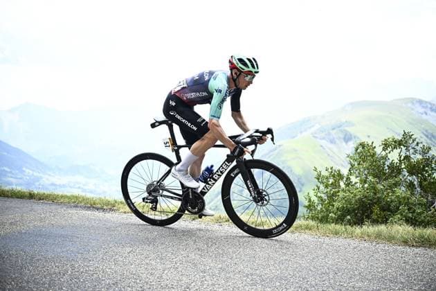 French Nicolas Prodhomme of Decathlon CMA CGM Team pictured in action during stage 20 of the 2026 Tour de France cycling race, a stage of 171km Le Bourg d Oisans to Alpe d Huez, on Saturday 25 July 2026. The 113th edition of the Tour de France starts on Saturday 4 July in Barcelona, Spain, and will finish in Paris, France on the 26th of July. JASPERxJACOBS  x182002363x