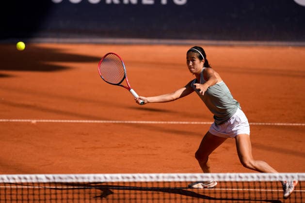 MSC Hamburg Ladies Open - Day 6 Zhibek Kulambayeva of Kazakhstan and her playing partner Darja Semenistaja of Latvia compete in their semi-final doubles match against Dalila Jakupovic and Nika Radisic of Slovenia at the 2026 MSC Hamburg Ladies Open women s tennis tournament at Am Rothenbaum in Hamburg, Germany. Hamburg Hamburg Germany  Copyright: xOwenxHammondx originalFilename:hammond-2026msch260725_npXE2.jpg