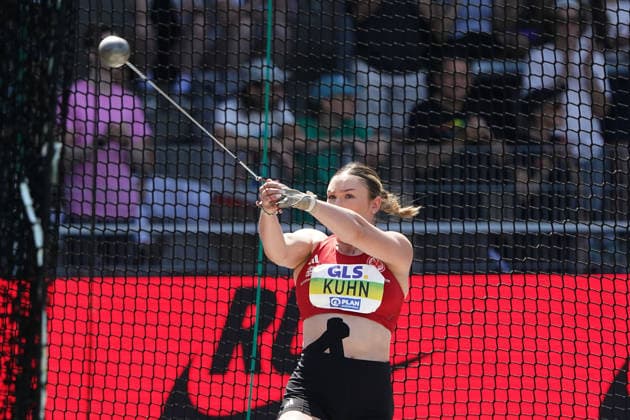 Leichtathletik, Athletics, Track and Field,, Leichtathletik DM 2026 , 25.07-26.07.2026, Lohrheidestadion Bochum-Wattenheid Hammerwurf Frauen Finale, Aileen Kuhn LG Eintracht Frankfurt Copyright Gladys Chai von der Laage *** Track and Field, Athletics, Track and Field, 2026 German Track and Field Championships, July 25–26, 2026, Lohrheidestadion, Bochum, Wattenheid, Women’s Hammer Throw Final, Aileen Kuhn, LG Eintracht Frankfurt, Copyright Gladys Chai von der Laage