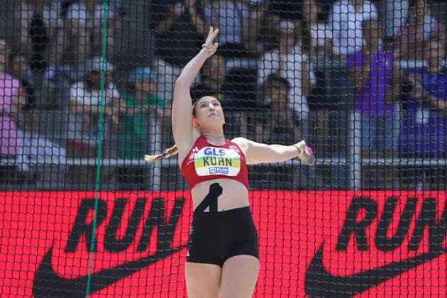 Leichtathletik, Athletics, Track and Field,, Leichtathletik DM 2026 , 25.07-26.07.2026, Lohrheidestadion Bochum-Wattenheid Aileen Kuhn Hammerwurf Frauen Finale, Copyright Gladys Chai von der Laage *** Track and Field, Athletics, Track and Field, 2026 German Track and Field Championships, July 25–26, 2026, Lohrheidestadion, Bochum, Wattenheid, Aileen Kuhn, Women’s Hammer Throw Final, Copyright Gladys Chai von der Laage