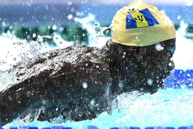 COM26 SWIMMING HEATS, Victor Ashby of Barbados competes with our goggles during the Men™s 100m Butterfly heats at the Glasgow 2026 Commonwealth Games at the Tollcross International Swimming Centre in Glasgow, Scotland, Saturday, July 25, 2026. ( NO ARCHIVING, EDITORIAL USE ONLY Glasgow Scotland United Kingdom  Copyright: xDEANxLEWINSx 20260725124733332633
