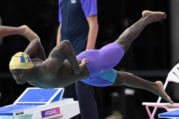 COM26 SWIMMING HEATS, Victor Ashby of Barbados competes with our goggles during the Men™s 100m Butterfly heats at the Glasgow 2026 Commonwealth Games at the Tollcross International Swimming Centre in Glasgow, Scotland, Saturday, July 25, 2026. ( NO ARCHIVING, EDITORIAL USE ONLY Glasgow Scotland United Kingdom  Copyright: xDEANxLEWINSx 20260725143416719724