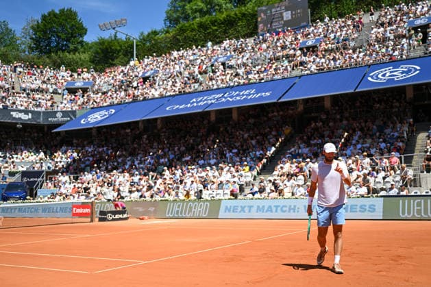 TENNIS - ATP, Tennis Herren Generali Open 2026 KITZBUEHEL,AUSTRIA,25.JUL.26 - TENNIS - ATP World Tour, Generali Open. Image shows the rejoicing of Quentin Halys (FRA).  GEPAxpictures xDanielxSchoenherr