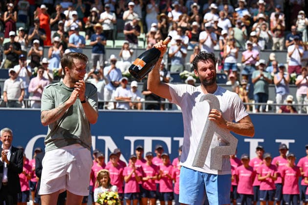 TENNIS - ATP, Tennis Herren Generali Open 2026 KITZBUEHEL,AUSTRIA,25.JUL.26 - TENNIS - ATP World Tour, Generali Open. Image shows Alexander Bublik (KAZ) and Quentin Halys (FRA); keywords: award ceremony.  GEPAxpictures xDanielxSchoenherr