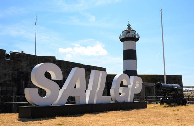 Rolex SailGP Championship Sail GP sign in front of Southsea Castle. 2026 Rolex SailGP Championship at The Solent, Portsmouth 25 07 2026 UK Newspapers OUT Copyright: xGraemexWilcocksonx FIL-23671-0001