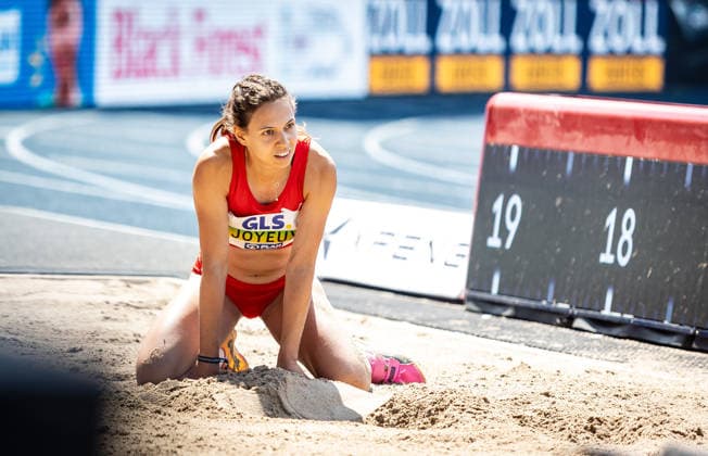 Deutsche Leichtathletik-Meisterschaften; Bochum-Wattenscheid, 25.07.2026 Caroline Joyeux (LG Nord Berlin) im Dreisprung der Frauen; Deutsche Leichtathletik-Meisterschaften am 25.07.2026 im Lohrheidestadion in Bochum-Wattenscheid (Nordrhein-Westfalen). *** German Track and Field Championships, Bochum-Wattenscheid, July 25, 2026: Caroline Joyeux of LG Nord Berlin in the women’s triple jump at the German Track and Field Championships on July 25, 2026, at Lohrheidestadion in Bochum-Wattenscheid, North Rhine-Westphalia Copyright: xBEAUTIFULxSPORTS R.xSchmittx