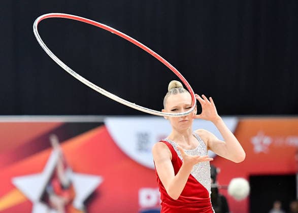 25.07.2026, xhbx, Turnen Rhythmische Sportgymnastik, Deutsche Meisterschaften 2026 v.l. Anastasia Stroh (TV St. Wendel) Reifen (DFL DFB REGULATIONS PROHIBIT ANY USE OF PHOTOGRAPHS as IMAGE SEQUENCES and or QUASI-VIDEO) Hannover *** July 25, 2026, xhbx, Rhythmic Gymnastics, 2026 German Championships by Anastasia Stroh, TV St. Wendel, Hoop, DFL, DFB. REGULATIONS PROHIBIT ANY USE OF PHOTOGRAPHS AS IMAGE SEQUENCES AND OR QUASI-VIDEO. Hanover