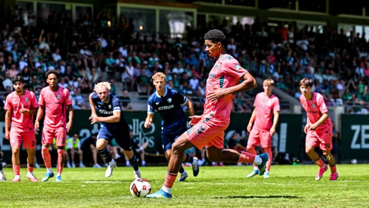 25.07.2026, AUT, Fußball, Herren, 1. Bundesliga, FSP, Saison 2026 2027, Zell am Ziller, SV Werder Bremen vs VfL Bochum Tor zum 2:0 durch Salim Musah (Werder Bremen, 29) per Elfmeter Zell am Ziller Parkstadion Tirol Österreich *** July 25, 2026, Austria, Soccer, Men s, 1. Bundesliga, FSP, 2026–2027 Season, Zell am Ziller, SV Werder Bremen vs. VfL Bochum; 2–0 goal by Salim Musah (Werder Bremen), 29th minute (penalty kick); Zell am Ziller Parkstadion, Tyrol, Austria Copyright: xNordphotox xHafnerx