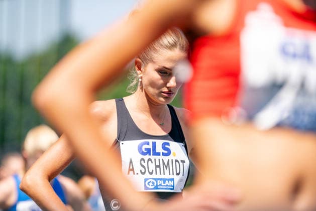Wattenscheid, 25.07.2026, Leichathletik, Deutsche Meisterschaften, Frauen, Halbfinale, 800m Alicia Schmidt (GER, SCC Berlin) vor dem 800m Halbfinale Bochum-Wattenscheid Lohrheidestadion NRW Germany *** Wattenscheid, July 25, 2026, Track and Field, German Championships, Women, Semifinals, 800m: Alicia Schmidt (GER), SCC Berlin, before the 800m semifinals at Lohrheidestadion in Bochum-Wattenscheid, North Rhine-Westphalia, Germany