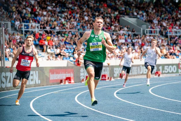 Wattenscheid, 25.07.2026, Leichathletik, Deutsche Meisterschaften, Halbfinale, 400m Jean Paul Bredau (GER, VfL Wolfsburg) beim Halbfinallauf über 400m Bochum-Wattenscheid Lohrheidestadion NRW Germany *** Wattenscheid, July 25, 2026, Track and Field, German Championships, Semifinals, 400m: Jean Paul Bredau (GER), VfL Wolfsburg, in the 400m semifinal at Lohrheidestadion in Bochum-Wattenscheid, North Rhine-Westphalia, Germany
