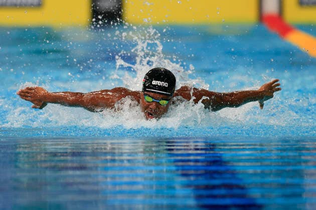 , 2026 Commonwealth Games Stephen Nyoike (KEN) competes in the Men™s 50m butterfly heat during the 2026 Commonwealth Games at the Tollcross Swimming Centre, Glasgow, UK on 25 July 2026. Glasgow Tollcross Swimming Centre Lanarkshire UK Editorial use only , Copyright: xConorxMolloyx PSI-24576-0014