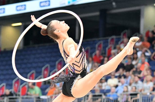 25.07.2026, xhbx, Turnen Rhythmische Sportgymnastik, Deutsche Meisterschaften 2026 v.l. Julia Stavickaja (Bremen 1860) Reifen (DFL DFB REGULATIONS PROHIBIT ANY USE OF PHOTOGRAPHS as IMAGE SEQUENCES and or QUASI-VIDEO) Hannover *** July 25, 2026, xhbx, Gymnastics, Rhythmic Gymnastics, 2026 German Championships by Julia Stavickaja, Bremen 1860, Hoop, DFL, DFB. REGULATIONS PROHIBIT ANY USE OF PHOTOGRAPHS AS IMAGE SEQUENCES AND OR QUASI-VIDEO. Hanover