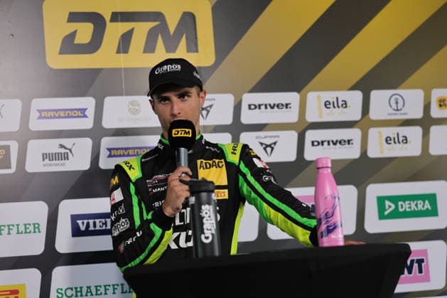 press conference, PK, Pressekonferenz after the race, Thomas Preining (A Manthey, 91), Porsche 911 GT3 R Evo, Lamborghini Temerario GT3, DTM (German Touring Car Championship) - Round 5 - Race 1, Motorsportarena Oschersleben on 25.07.2026. Sachsen-Anhalt Deutschland Copyright: xO.Franke,xSportblen.dex
