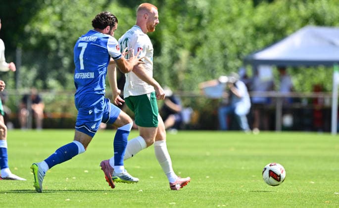 25.07.2026 - Fussball - Saison 2026 2027 - Testspiel Freundschaftsspiel Vorbereitungsspiel - TSG 1899 Hoffenheim - SpVgg Greuther Fürth ( Kleeblatt ) - - Sportfoto Zink - xwoxzix - regulations prohibit any use of photographs as image sequences and or quasi-video - only for editorial use - Leon Avdullahu (7, TSG 1899 Hoffenheim ) Paul Will (13, SpVgg Greuther Fürth ) *** July 25, 2026 Soccer Season 2026–2027 Exhibition Match Friendly Match Preseason Match TSG 1899 Hoffenheim SpVgg Greuther Fürth Kleeblatt Sports Photo Zink xwoxzix Regulations prohibit any use of photographs as image sequences and or quasi-video For editorial use only. Leon Avdullahu 7, TSG 1899 Hoffenheim; Paul Will 13, SpVgg Greuther Fürth