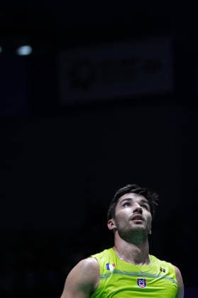 (260725) -- CHANGZHOU, July 25, 2026 -- Toma Junior Popov reacts during the men s singles semifinal match between Toma Junior Popov of France and Victor Lai of Canada at the China Open 2026 badminton tournament in Changzhou, east China s Jiangsu Province, July 25, 2026. ) (SP)CHINA-CHANGZHOU-BADMINTON-CHINA OPEN-MEN S SINGLES-SEMIFINAL(CN) LixBo 