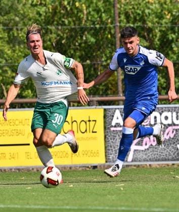 25.07.2026 - Fussball - Saison 2026 2027 - Testspiel Freundschaftsspiel Vorbereitungsspiel - TSG 1899 Hoffenheim - SpVgg Greuther Fürth ( Kleeblatt ) - - Sportfoto Zink - xwoxzix - regulations prohibit any use of photographs as image sequences and or quasi-video - only for editorial use - Felix Klaus (30, SpVgg Greuther Fürth ) Albian Hajdari (21, TSG 1899 Hoffenheim ) *** July 25, 2026 Soccer Season 2026–2027 Exhibition Match Friendly Match Preseason Match TSG 1899 Hoffenheim SpVgg Greuther Fürth Kleeblatt Sports Photo Zink xwoxzix Regulations prohibit any use of photographs as image sequences and or quasi-video For editorial use only. Felix Klaus, 30, SpVgg Greuther Fürth; Albian Hajdari, 21, TSG 1899 Hoffenheim