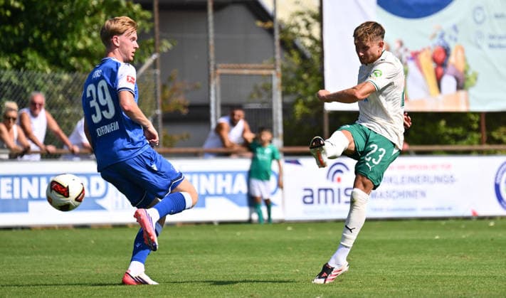 25.07.2026 - Fussball - Saison 2026 2027 - Testspiel Freundschaftsspiel Vorbereitungsspiel - TSG 1899 Hoffenheim - SpVgg Greuther Fürth ( Kleeblatt ) - - Sportfoto Zink - xwoxzix - regulations prohibit any use of photographs as image sequences and or quasi-video - only for editorial use - Mats Rots (39, TSG 1899 Hoffenheim ) Jannik Dehm ( 23, SpVgg Greuther Fürth ) *** July 25, 2026 Soccer Season 2026–2027 Exhibition Match Friendly Match Preseason Match TSG 1899 Hoffenheim SpVgg Greuther Fürth Kleeblatt Sports Photo Zink xwoxzix Regulations prohibit any use of photographs as image sequences and or quasi-video For editorial use only. Mats Rots (39), TSG 1899 Hoffenheim; Jannik Dehm (23), SpVgg Greuther Fürth